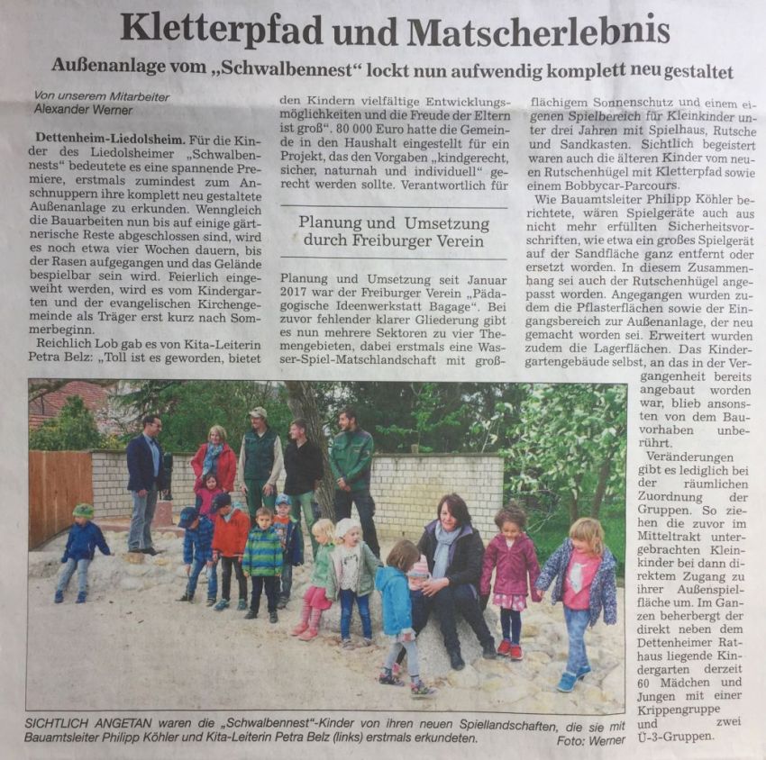 Übergabe Kindergarten Schwalbennest - ERB GaLaBau GmbH